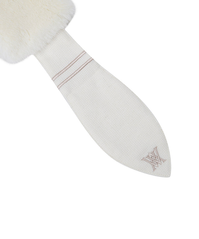Pitite Knit Fur Muffler - White