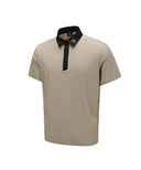 [Legacy Sale] Men Collar Logo Point Back Ventilation Short T-Shirt - Beige