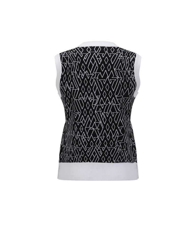 Women's SP Logo Pattern Knit Vest - Black – Anew Golf USA