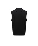 Men's Wooven Mixed Knit Vest - Black