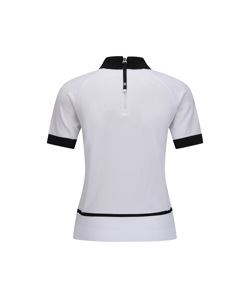 ANEW Golf Women's SM Mesh Patch Short Sleeve Sweater - White