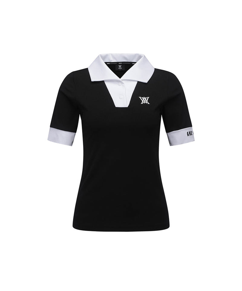 Women's Collar Transform Sleeved Long T-Shirt - Black