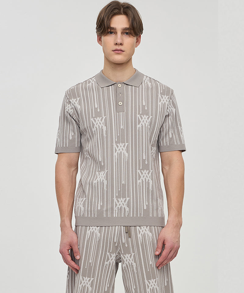 Men Rain Logo Short Sleeve Sweater - Beige