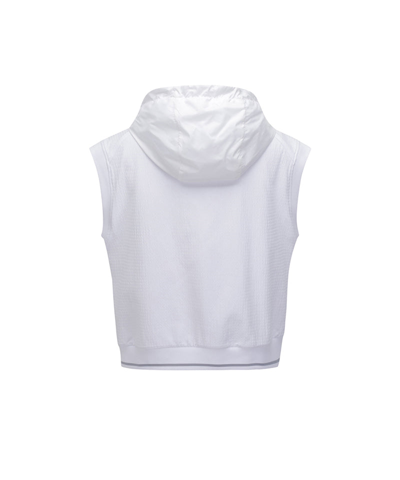 Women's Hoodie Vset Zip-Up Vest - White