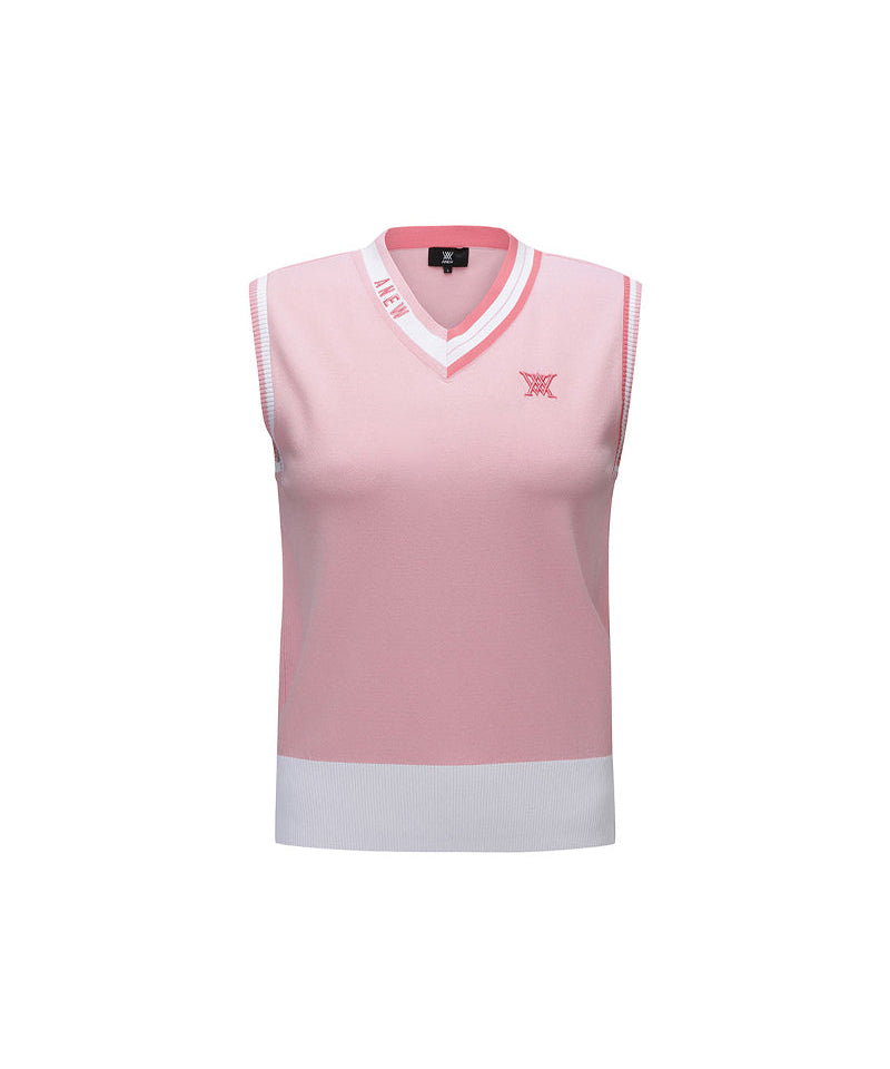 Women's V-Neck Sweater Vest - Light Pink