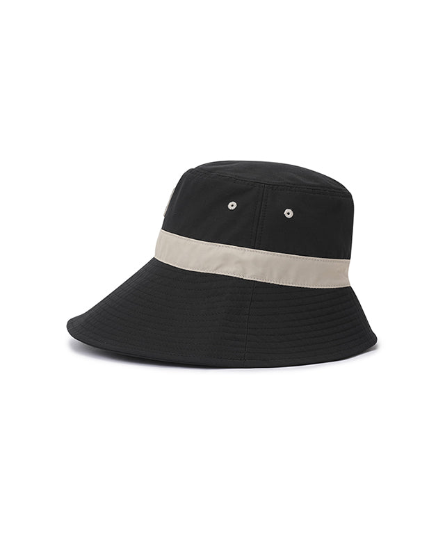 Unbalanced Wide Brim Bucket Hat - Black