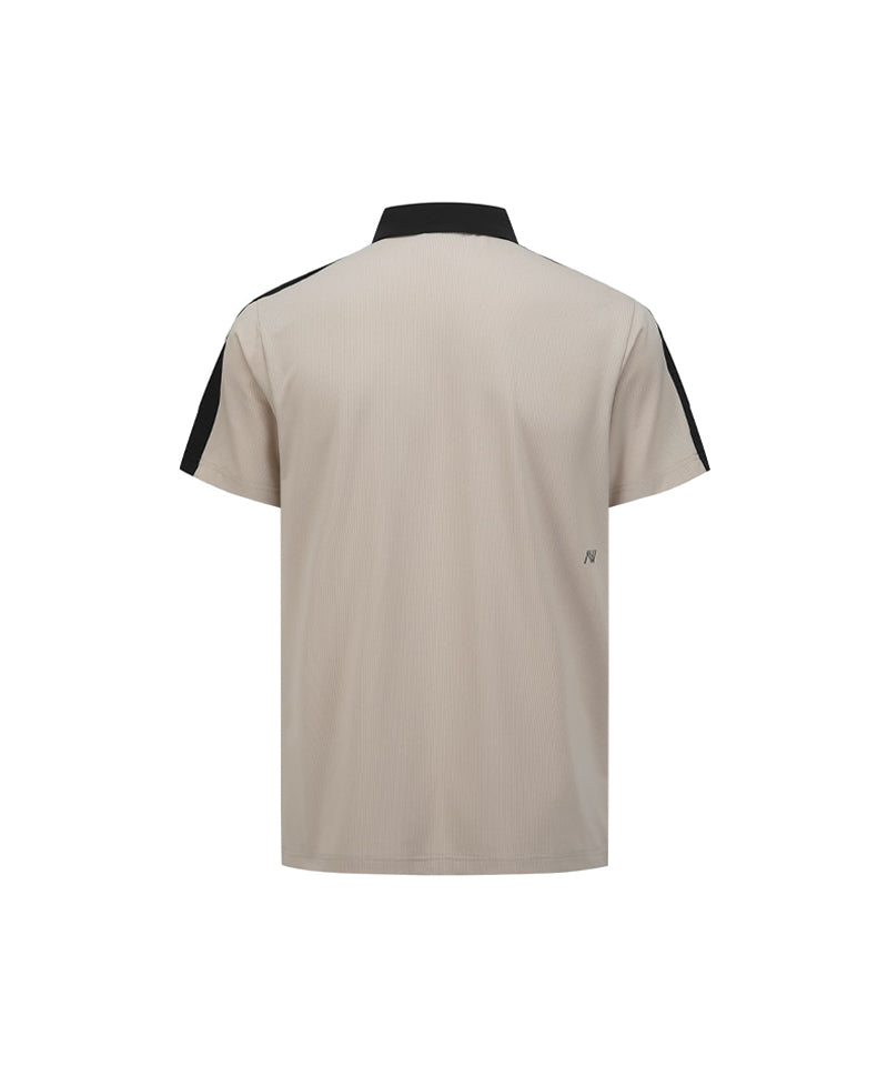 ANEW GOLF Men's SM Block Point Short T-Shirt - Light Beige