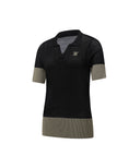 Women's Collar Color Combination Mesh Half SL - Black