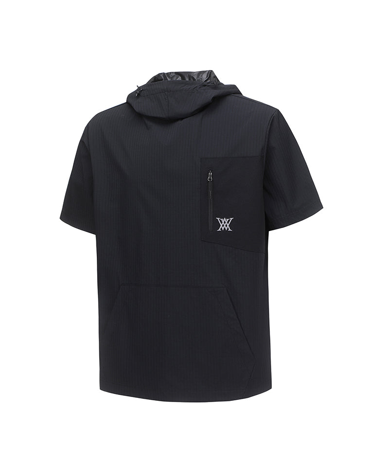 [Legacy Sale] Men Lip Hoodie Short T-Shirt - Black