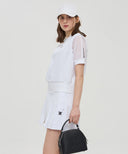 [Signature] Women's Mesh Block Short T-Shirt - White