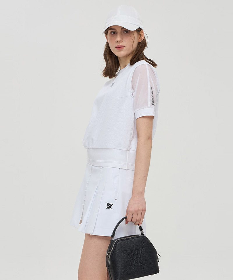 Women's Mesh Block Short T-Shirt - White