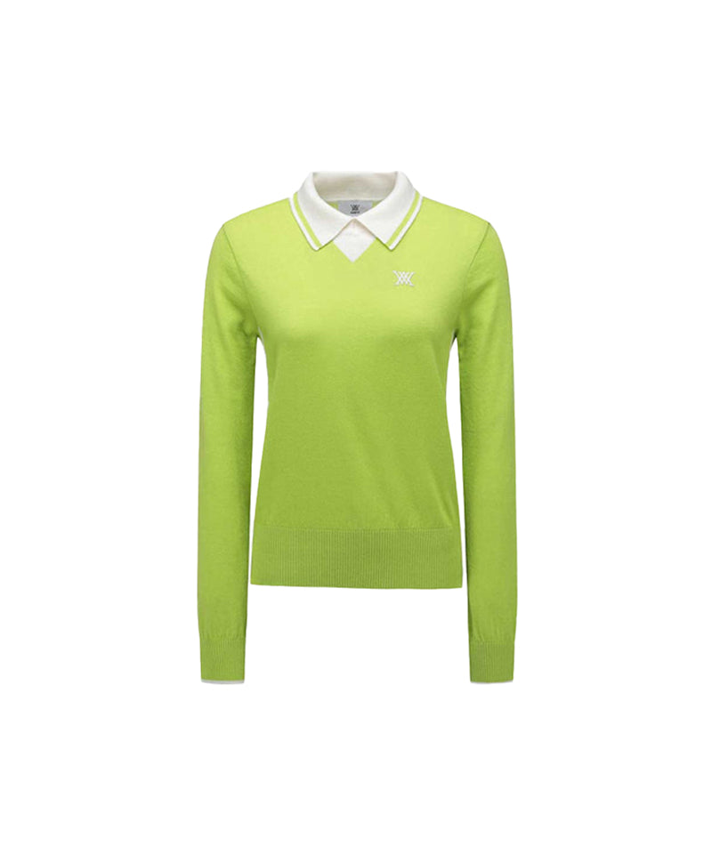Women's Collared PSweater - Light Green