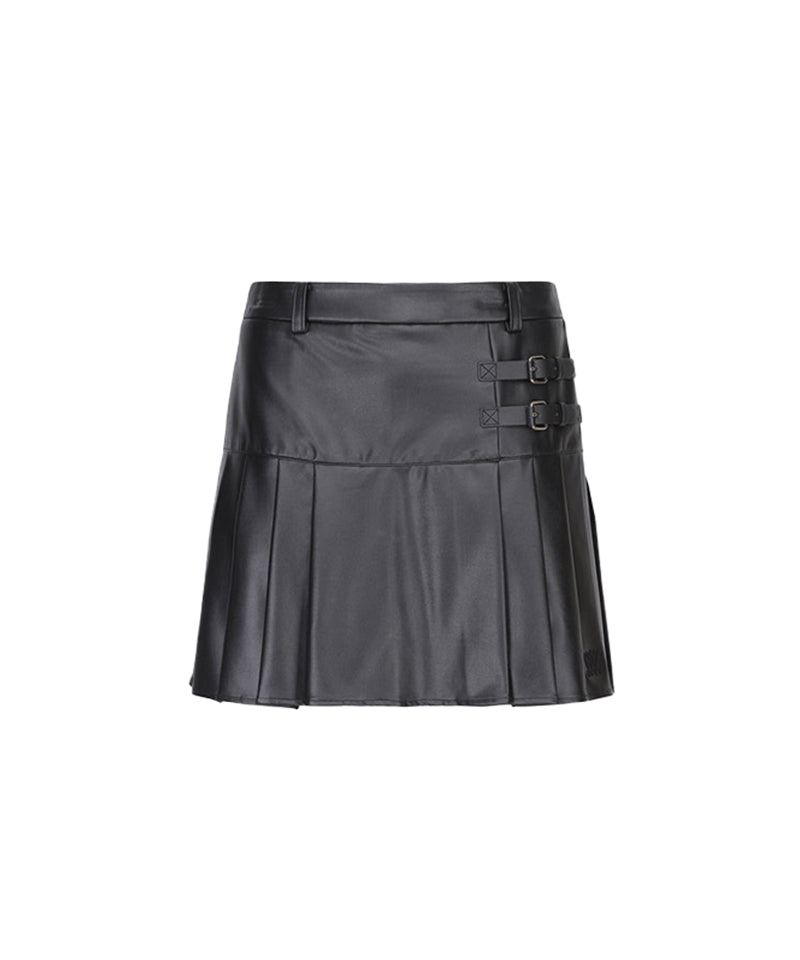 Women's Leather Half Pleats SQ - Black