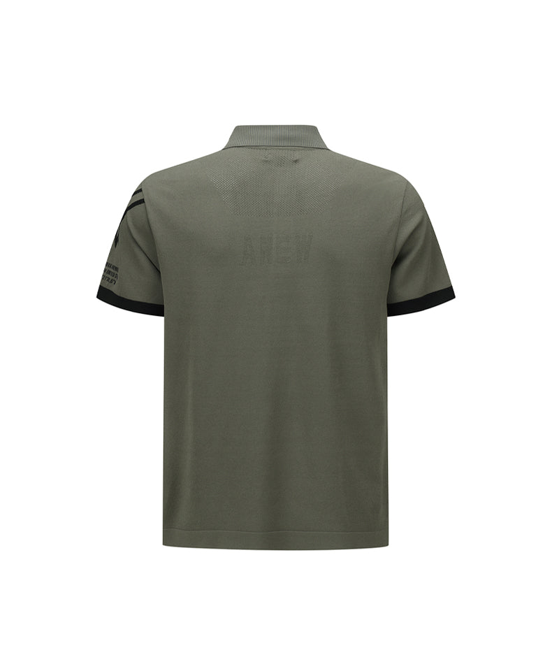 ANEW GOLF Men's SM Logo Point Short Sleeve Sweater - Light Khaki