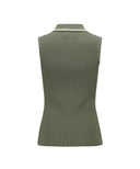 Women's Sleeveless Collard Sweater - Khaki
