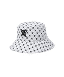 Unisex Monogram Pattern Bucket Hat - White