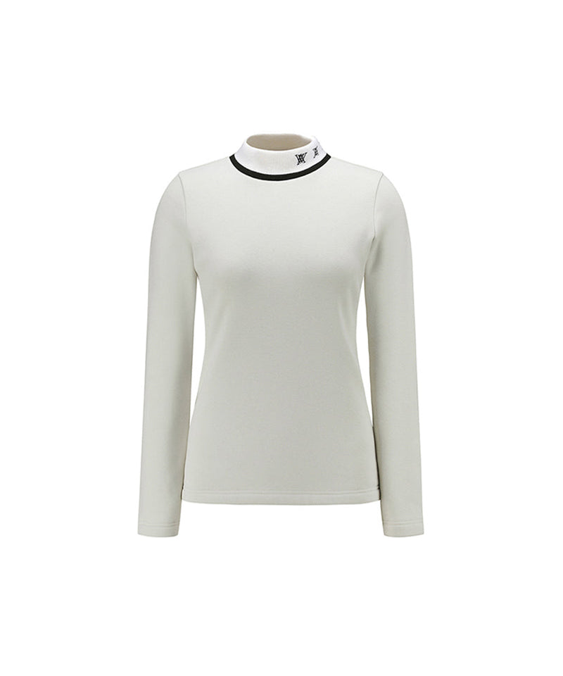 Women's Nap High Neck Long T-shirt - Ivory