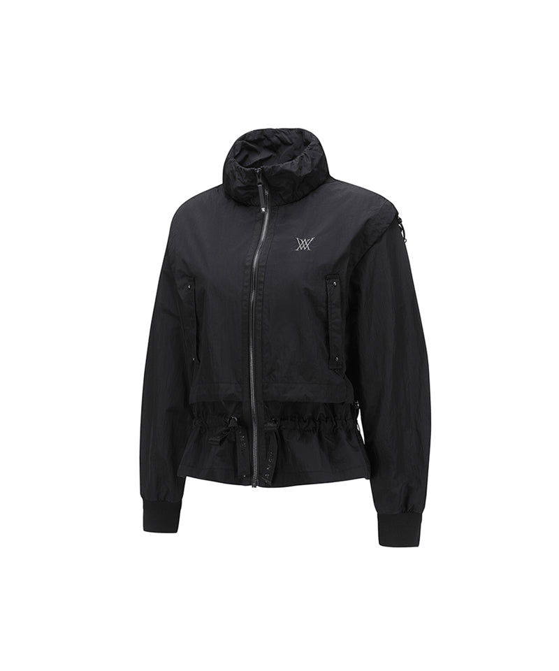 Women's Shirring Point MA-1 Jacket - Black