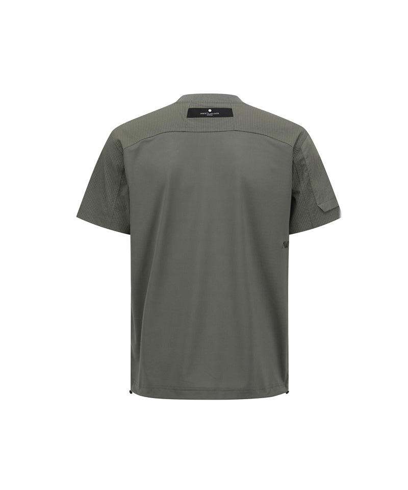 ANEW GOLF Men's SM Wooven Round Short T-Shirt - Light Khaki