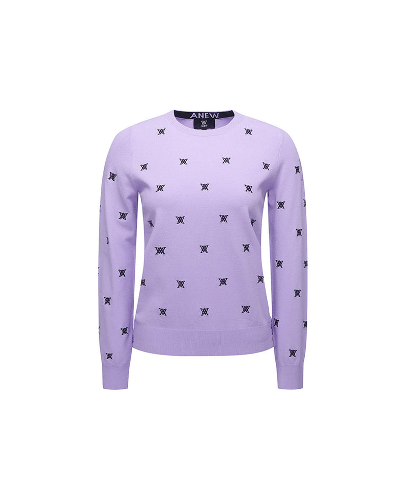 Women's Monogram Logo Point Pullover Sweater - Lavender
