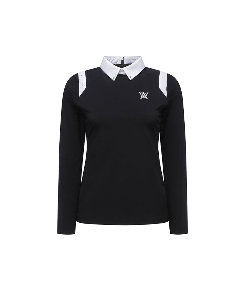 Women's Shoulder Point Long T-Shirt - Black