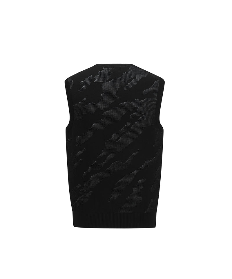 Men's SP Camo Pattern Knit Vest - Black