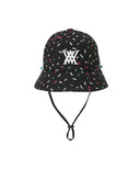 Sprinkle Donut Pattern Bucket Hat - Black