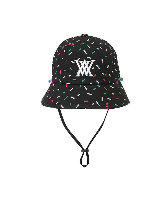 Sprinkle Donut Pattern Bucket Hat - Black