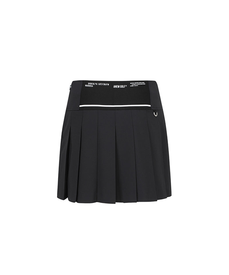 Women's Logo Band Point Pleats Skirt - Black