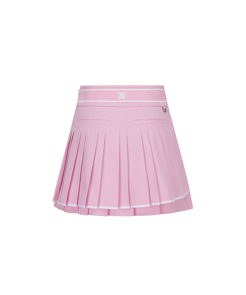 Women's Asymmetry Pleats Skirt - Light Pink