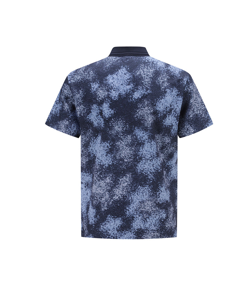 Men Sprinkled Pattern Short T-Shirt - Navy