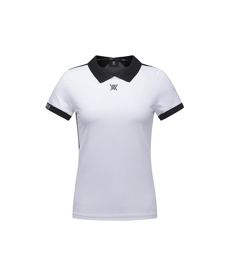 Women's Back Knit Block Short T-Shirt - White