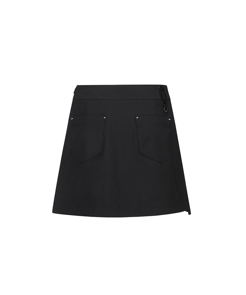 Women's Unbalanced Pleats Skirt - Black