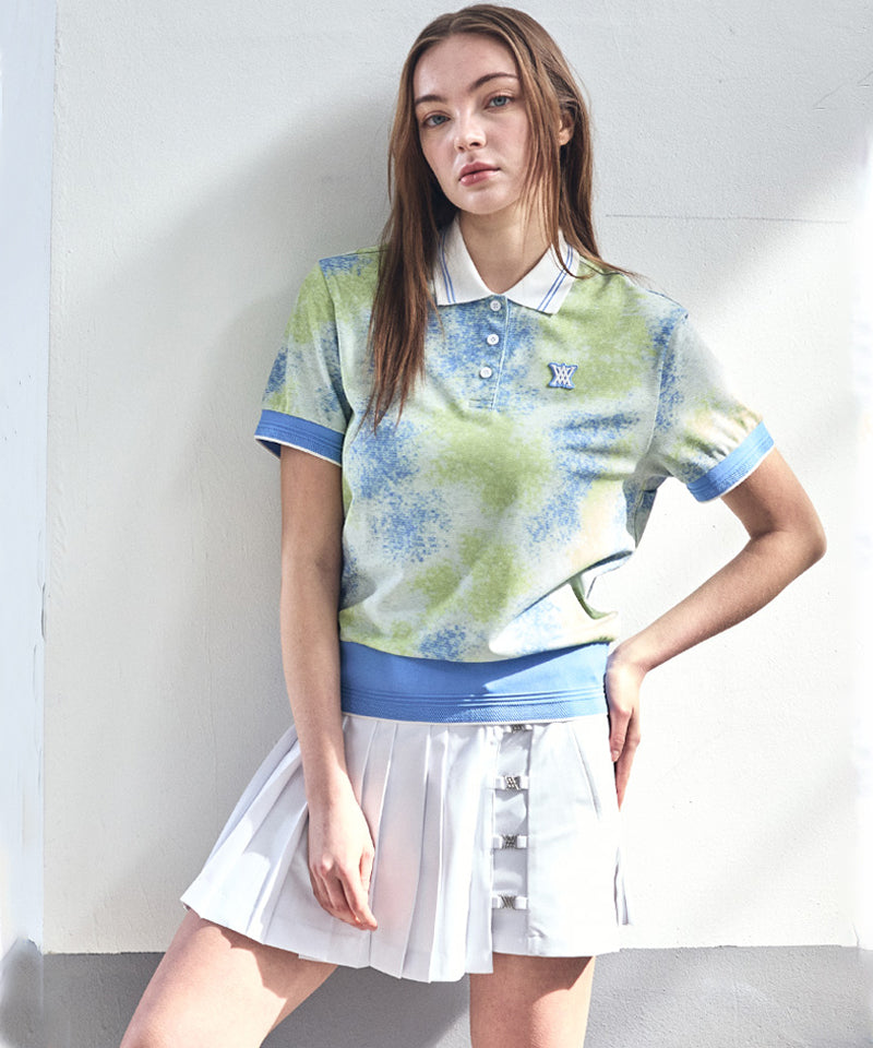 Women Sprinkled Pattern Short T-Shirt - Lime