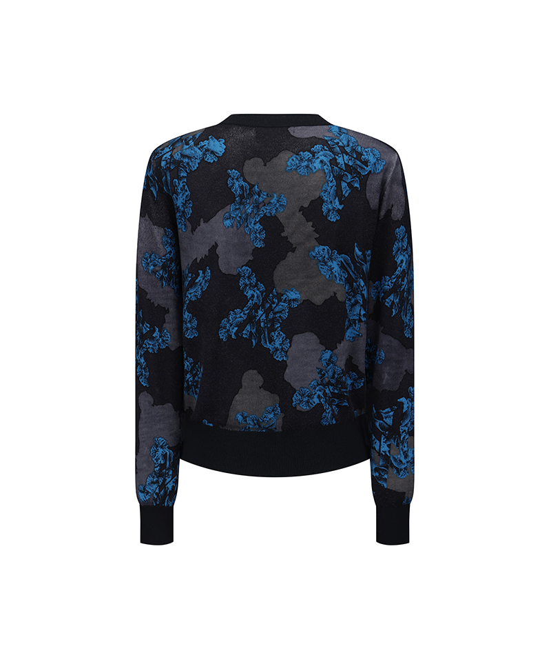 Women's FA Flower Pattern Knit Cardign - Black