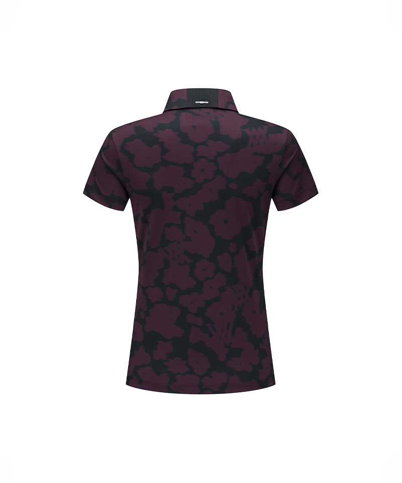 ANEW Golf Women's FA Flower Pattern Short T-Shirt - Burgundy