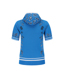 Women's Paisley Hooded Short Sleeve Sweater - Blue