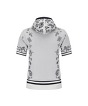 Women's Paisley Hooded Short Sleeve Sweater - White