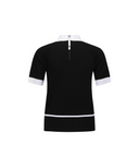 [Signature] Women's Mesh Patch Short Sleeve Sweater - Black