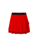 Women's Layered Pleats Skirt - Red