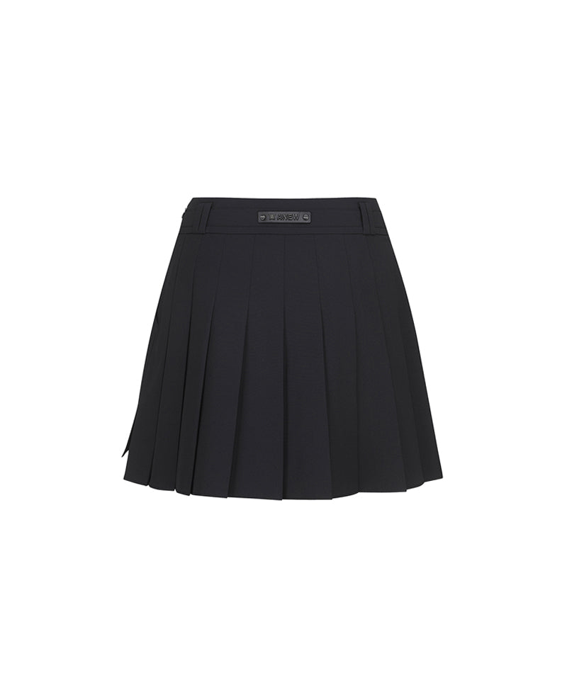 Women's Buckle Point Pleats Skirt - Black