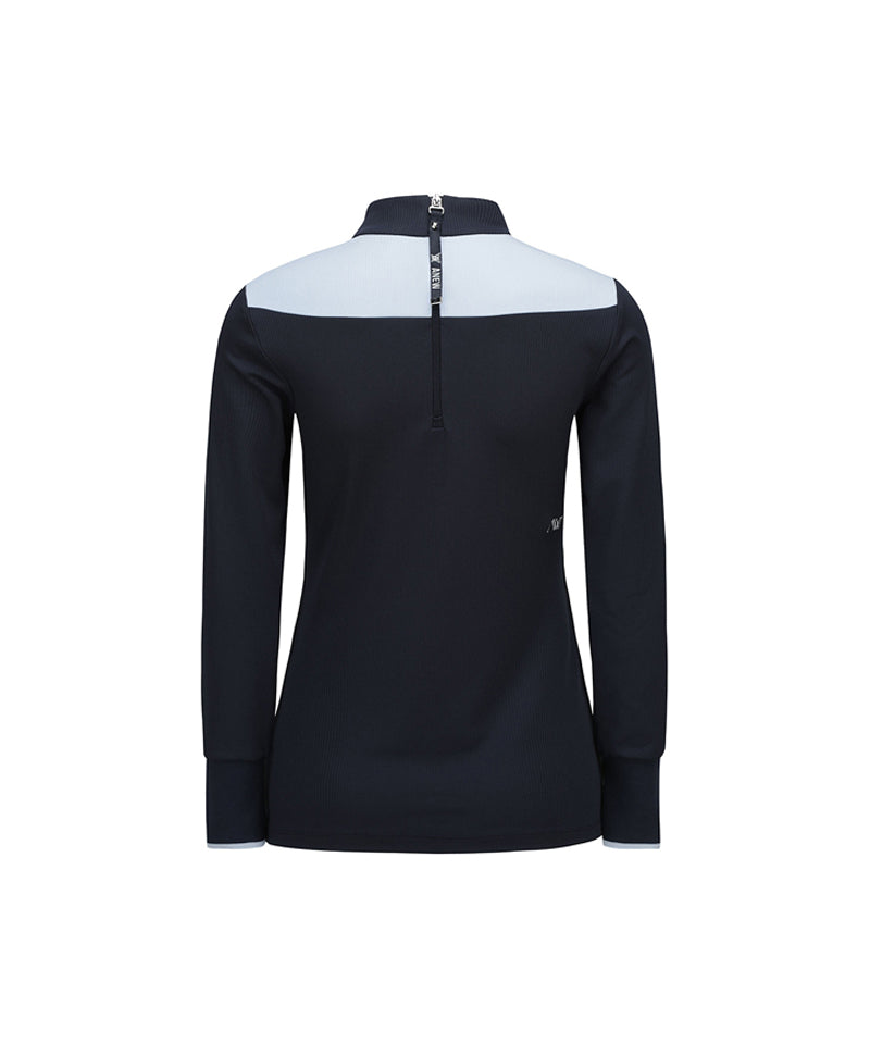 Women's Shoulder Block Long T-Shirt - Navy