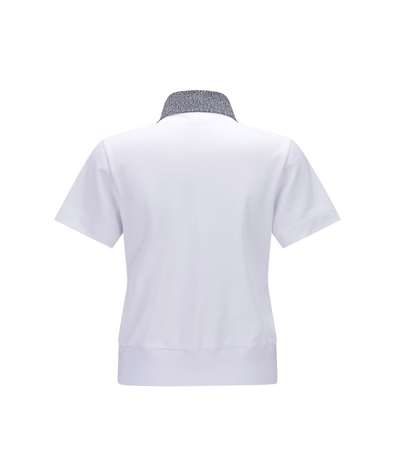Women's Knit Collar Loose Short T-Shirt - White