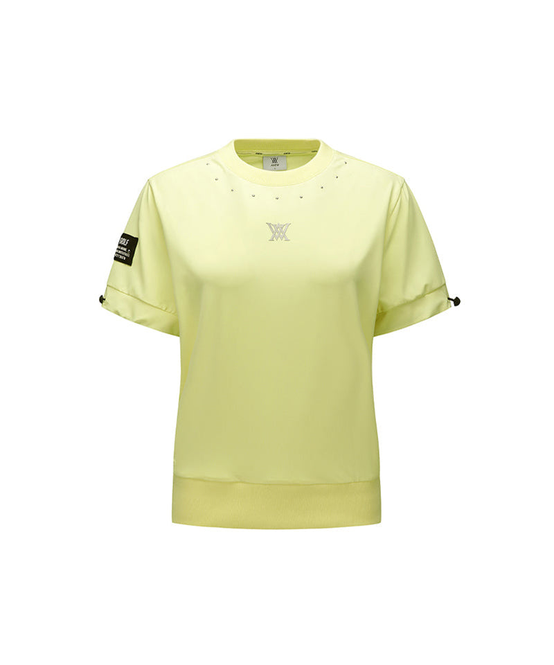 Women's Beads Point Crop Short Sleeve  T-Shirt - Yellow