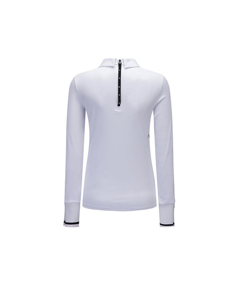 Women's  Back Zip Point Long T-shirt - Off White