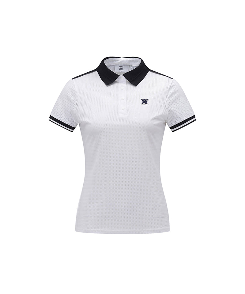 Women's All Ventilation Collar Short T-Shirt - White