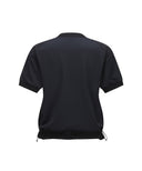 Women's Woven Block Mock Neck T-Shirt - Black