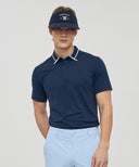 Men's Mesh Block Knit Collar Shot T-Shirt - Navy