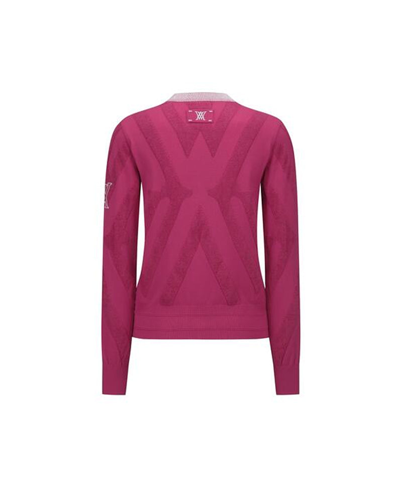 Women's Big Logo Intarsia Zip-Up Cardigan - Pink