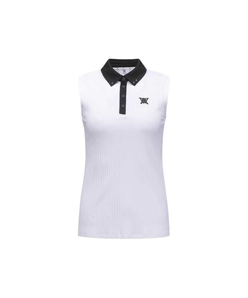 Women's Color Block Corduroy Sleeveless - White